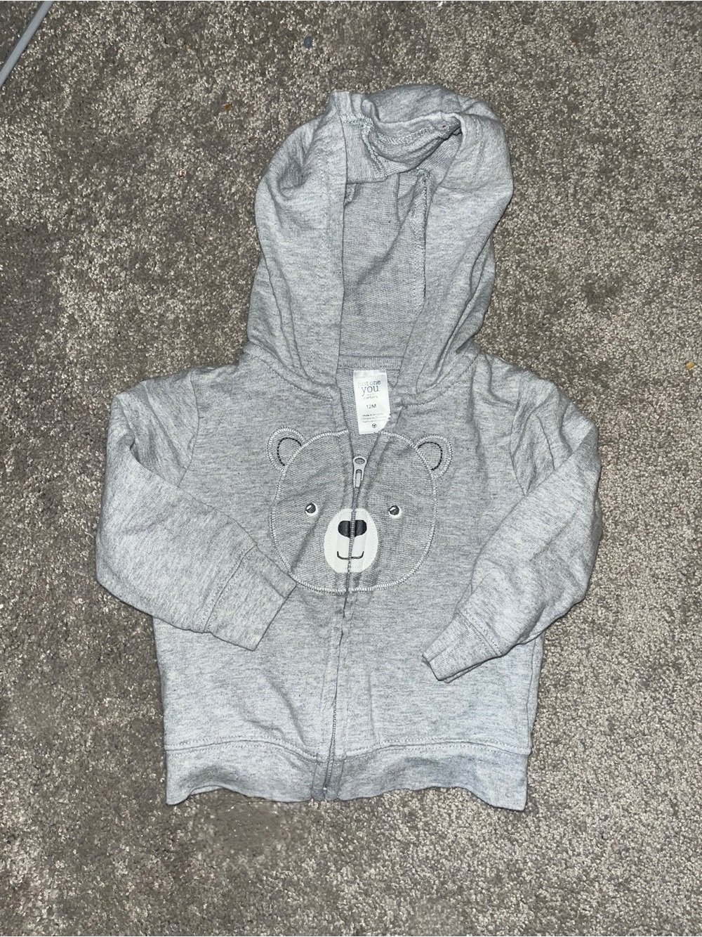 Carter's Light Grey Bear Face Hooded Zip-Up Sweatshirt